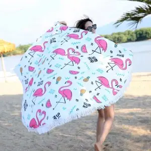 Lefovs Flamingo Round Beach Towel 1