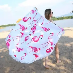 Lefovs Flamingo Round Beach Towel 2