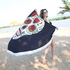 Skull Round Beach Towel 1