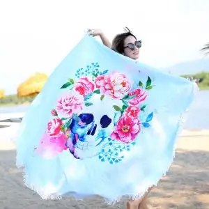 Skull Round Beach Towel 2