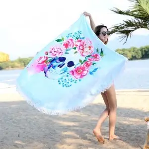 Skull Round Beach Towel 3