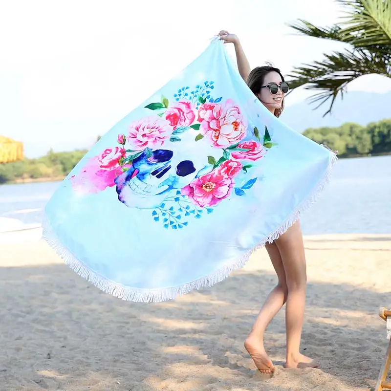 Skull Round Beach Towel 3