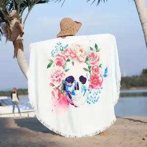 Skull Round Beach Towel 4