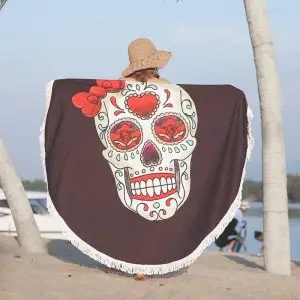 Skull Round Beach Towel 5