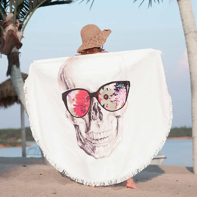 Skull Round Beach Towel 6