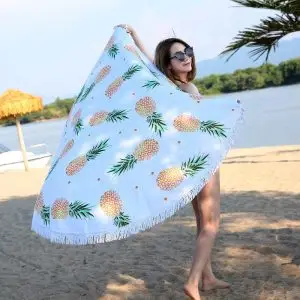 pineapple round beach towel