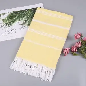 100x180cm 360g 190GSM 100% Cotton Turkish Towel SKU-11-Light yellow 1-12