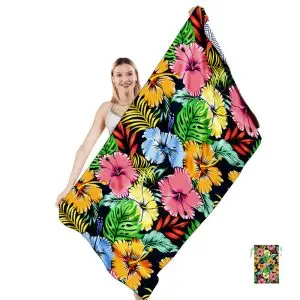 2 sides printed flower printing beach towel (with cloth bag)