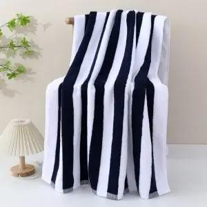 30x60 inch Boys Cotton Beach Towel Black Stripes