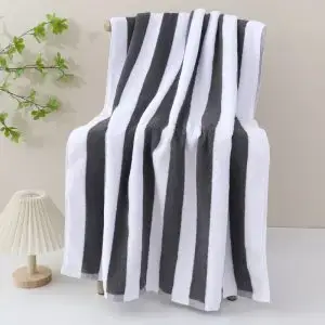 30x60 inch Kids Cotton Beach Towel Grey Stripes