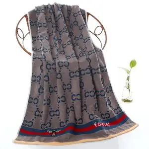 70x140cm Yarn-dyed jacquard Cotton Beach Towel Brown