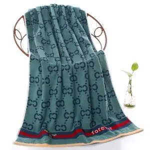70x140cm Yarn-dyed jacquard Cotton Beach Towel Green