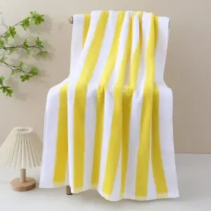 75x150cm 500g Cotton Beach Towel Yellow Stripes