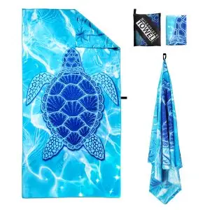 90x180cm Double-sided Sandless printed blue turtle beach towel