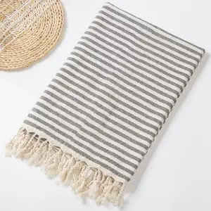 Adults Customizable Oversized Sandless Cotton Turkish Beach Towel SKU-01-Black 25-1