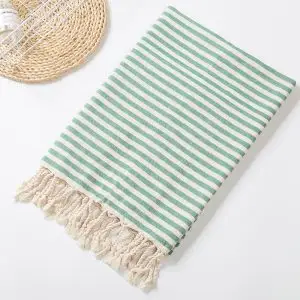 Adults Customizable Oversized Sandless Cotton Turkish Beach Towel SKU-04-Green 25-4