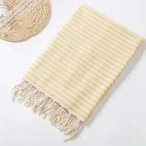 Adults Customizable Oversized Sandless Cotton Turkish Beach Towel SKU-05-Yellow 25-5