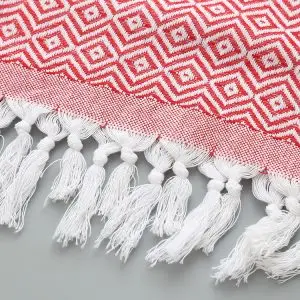 Lefovs Distribution Turkish Lozenge Tassel Beach Towel 100x180cm 460g 240GSM