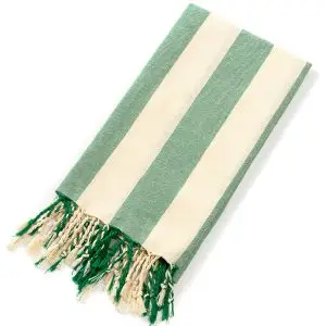 Luxury 40x70 inches Striped Turkish Beach Towel With Tassel SKU-01-Green