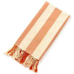 Luxury 40x70 inches Striped Turkish Beach Towel With Tassel SKU-04-Orange