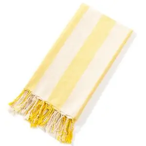 Luxury 40x70 inches Striped Turkish Beach Towel With Tassel SKU-05-Yellow