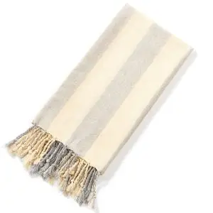 Luxury 40x70 inches Striped Turkish Beach Towel With Tassel SKU-07-Gray