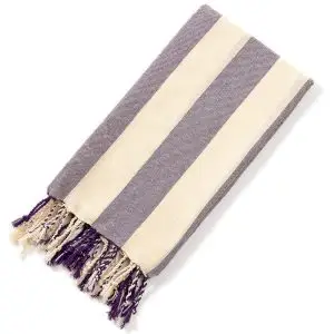 Luxury 40x70 inches Striped Turkish Beach Towel With Tassel SKU-08-Purple
