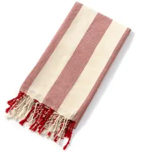 Luxury 40x70 inches Striped Turkish Beach Towel With Tassel SKU-09-Red