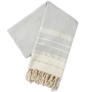 Luxury Peshtemal Towel 100x180cm 100% Cotton Diamond Turkish Bath Beach Towel SKU-02-Light Grey