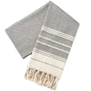 Luxury Peshtemal Towel 100x180cm 100% Cotton Diamond Turkish Bath Beach Towel SKU-03-Black