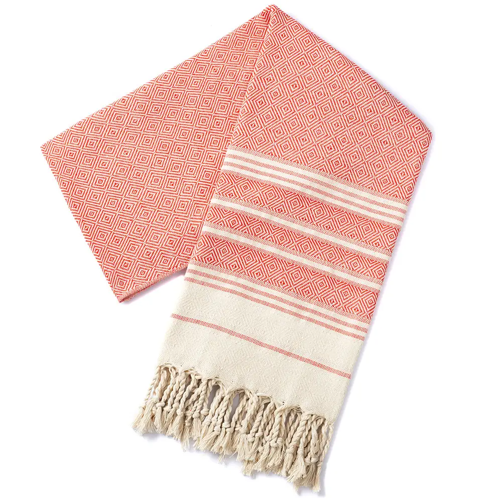 Luxury Peshtemal Towel 100x180cm 100 Cotton Diamond Turkish Bath Beach Towel SKU 04 Red