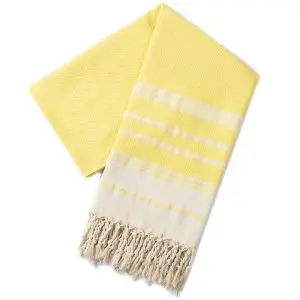 Luxury Peshtemal Towel 100x180cm 100% Cotton Diamond Turkish Bath Beach Towel SKU-07-Yellow