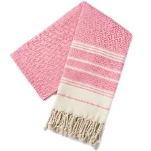 Luxury Peshtemal Towel 100x180cm 100% Cotton Diamond Turkish Bath Beach Towel SKU-08-Rose Red