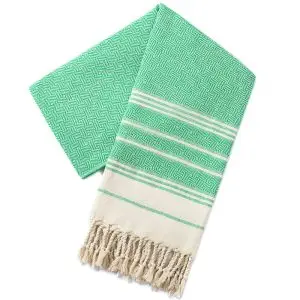 Luxury Peshtemal Towel 100x180cm 100% Cotton Diamond Turkish Bath Beach Towel SKU-09-Green