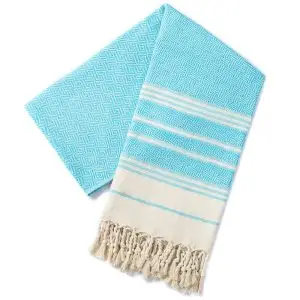 Luxury Peshtemal Towel 100x180cm 100% Cotton Diamond Turkish Bath Beach Towel SKU-11-Blue