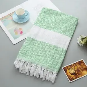 Premium Cotton 100x180cm 240GSM Turkish Lozenge Tassel Beach Towel SKU-01-5-2