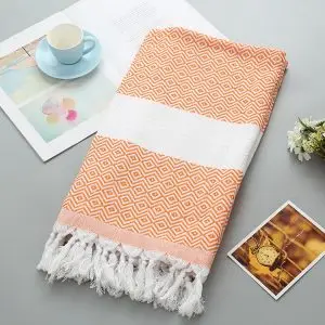 Premium Cotton 100x180cm 240GSM Turkish Lozenge Tassel Beach Towel SKU-04-5-5