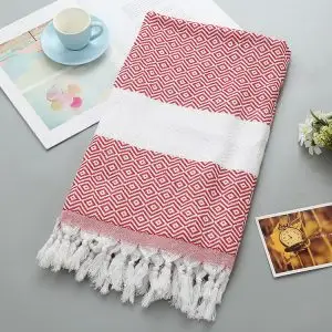 Premium Cotton 100x180cm 240GSM Turkish Lozenge Tassel Beach Towel SKU-05-5-7