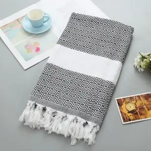 Premium Cotton 100x180cm 240GSM Turkish Lozenge Tassel Beach Towel SKU-06-5-8