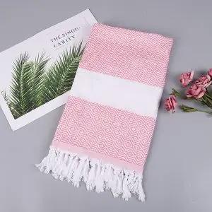Premium Cotton 100x180cm 240GSM Turkish Lozenge Tassel Beach Towel SKU-07-5-9