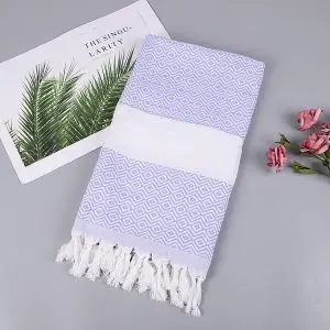 Premium Cotton 100x180cm 240GSM Turkish Lozenge Tassel Beach Towel SKU-08-5-10