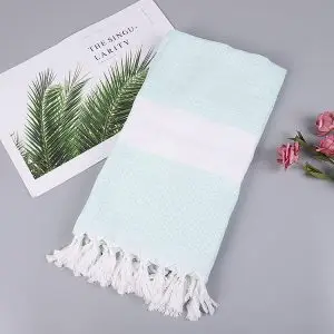 Premium Cotton 100x180cm 240GSM Turkish Lozenge Tassel Beach Towel SKU-09-5-12