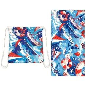 Printed Beach Towel Backpack 2in1 Set 70x140cm SKU-09-YTB-001-8