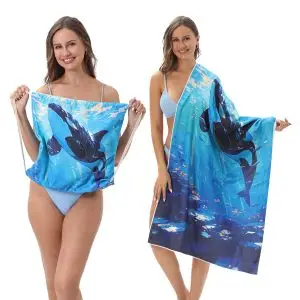 Printed Microfiber Beach Bag Towel Set 70x140cm SKU-15-YTB-001-15