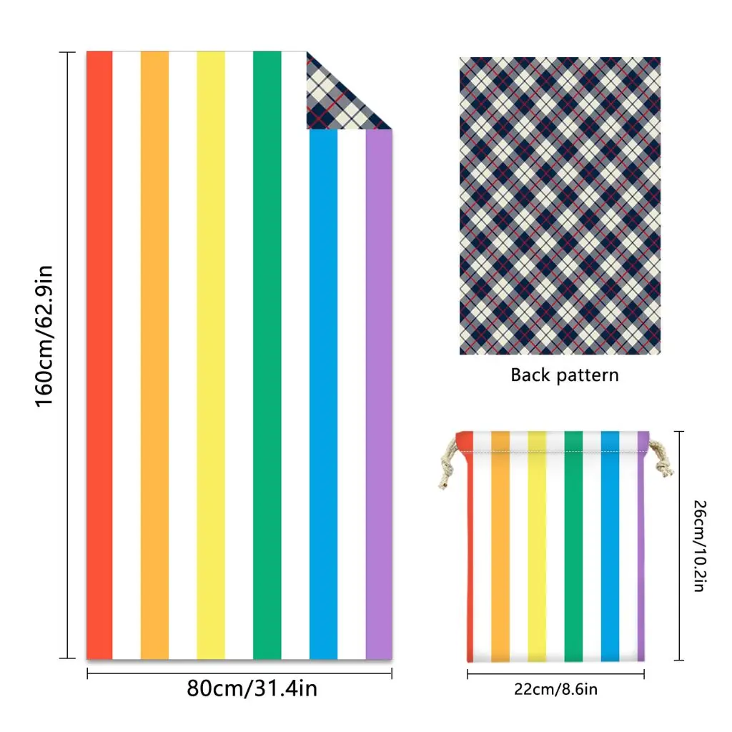 Quick drying Skin friendly Double Sided Suede Cloth Beach Towel Bag Set SKU 11 TW6 1