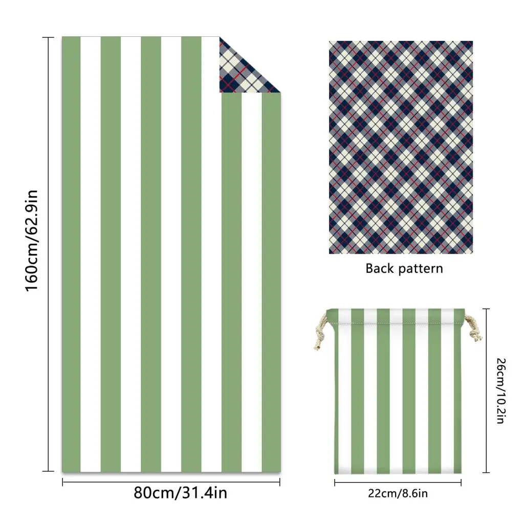 Quick drying Skin friendly Double Sided Suede Cloth Beach Towel Bag Set SKU 19 TW14 1