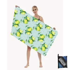 80x160cm Sandless 1 side printed beach towel Lemon