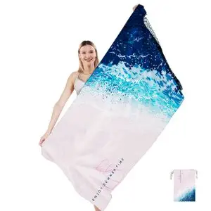 80x160cm Sandless Double-sided printed beach towel with cloth bag