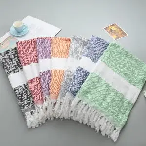 Wholesale Turkish Lozenge Tassel Beach Towel 100x180cm 460g 240GSM