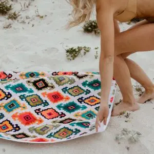Beautiful Color full printed beach towel with tassel
